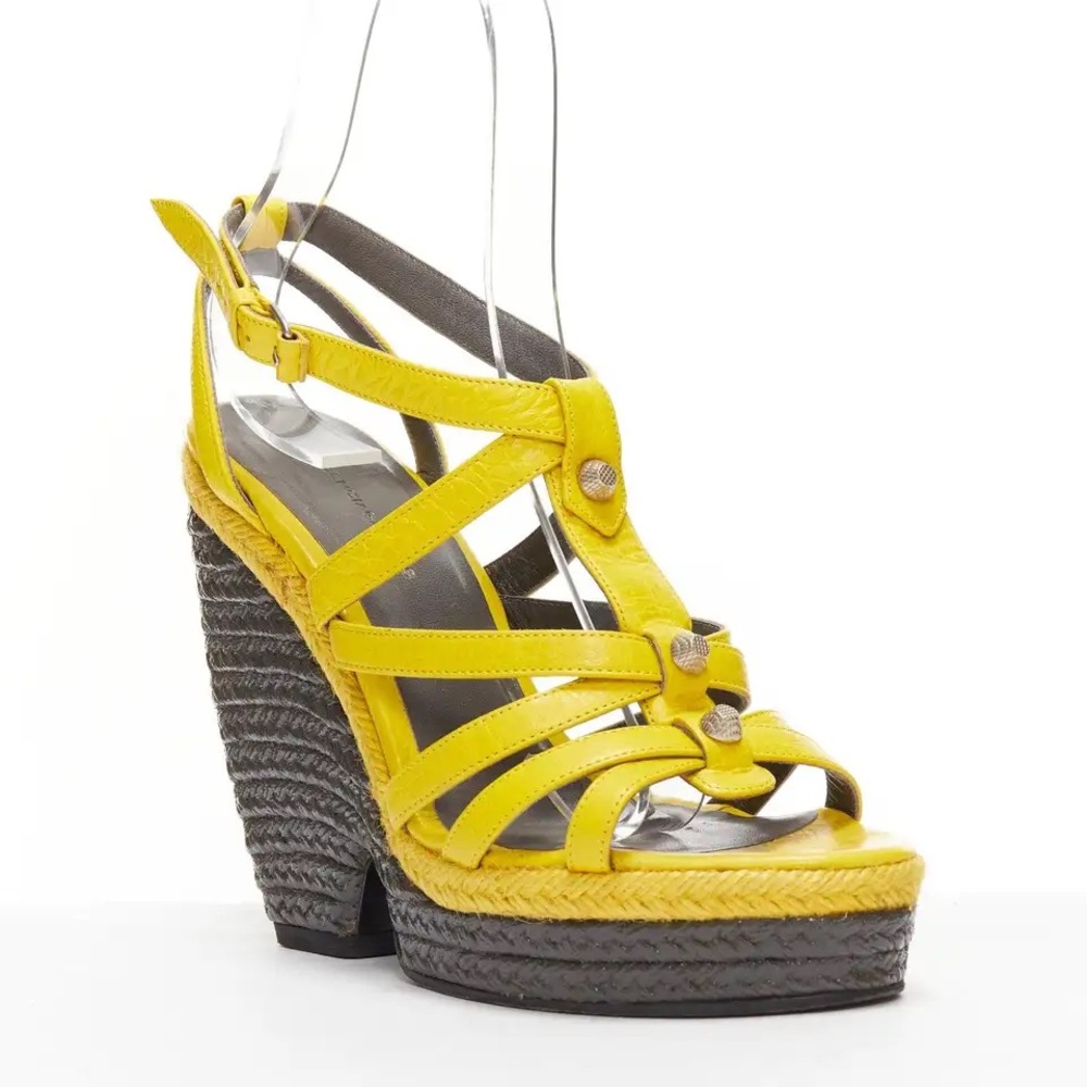 Balenciaga Yellow Strappy Wedges - Picture 8 of 9